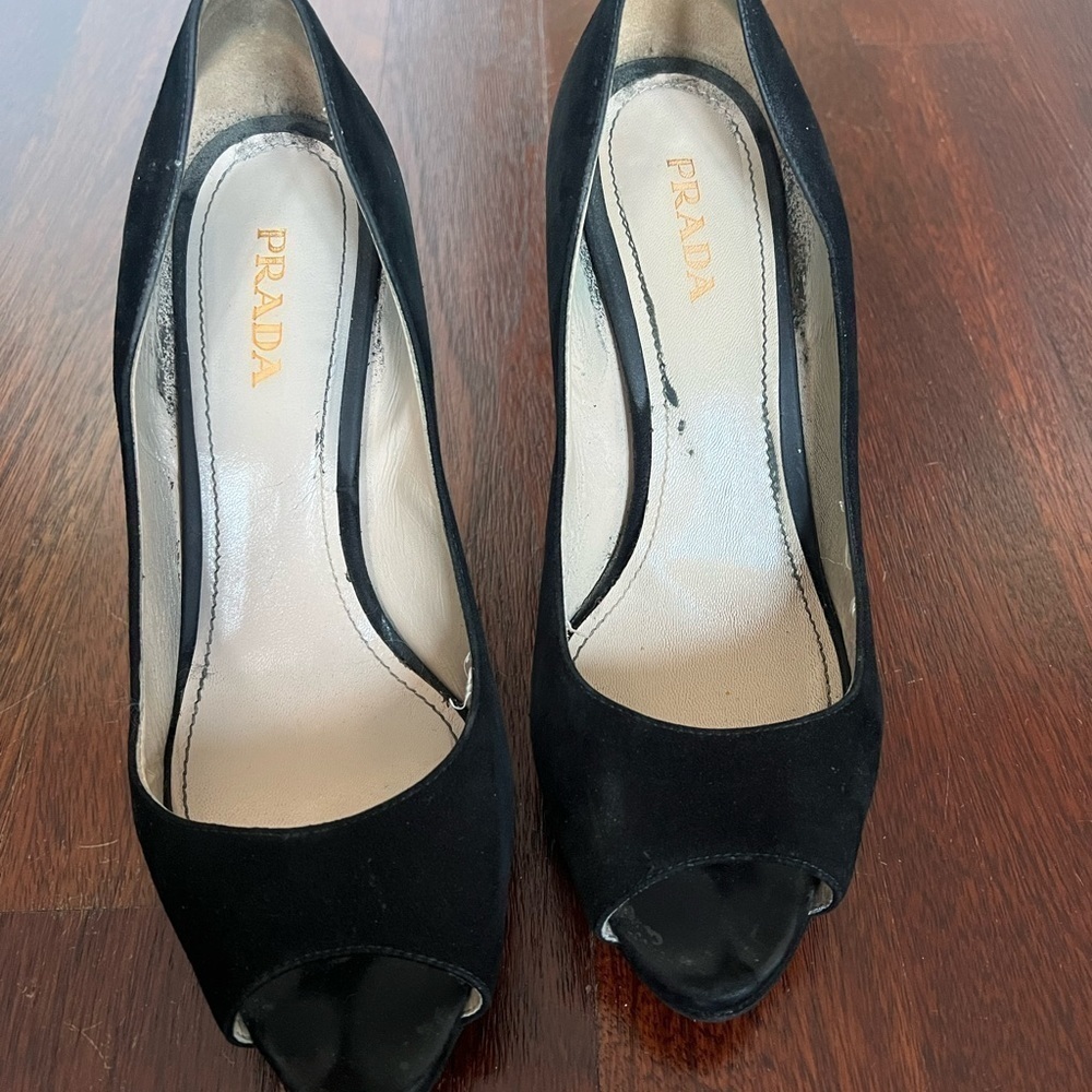 LUXURY PRADA PUMPS SHOES 1KP136 BLACK SUEDE LEATHER US 11 EU 41 - Picture 3 of 8
